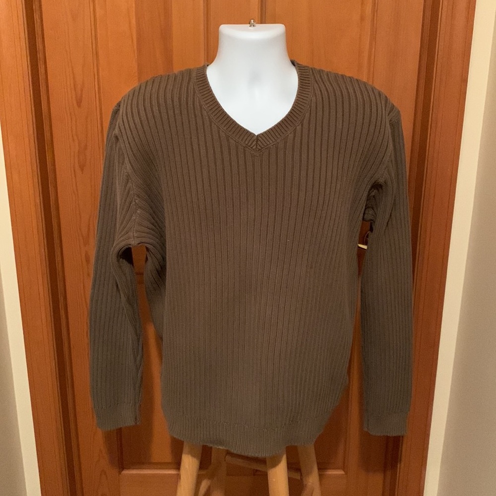 Men’s Eddie Bauer Brown Cotton Knit Sweater size L tall